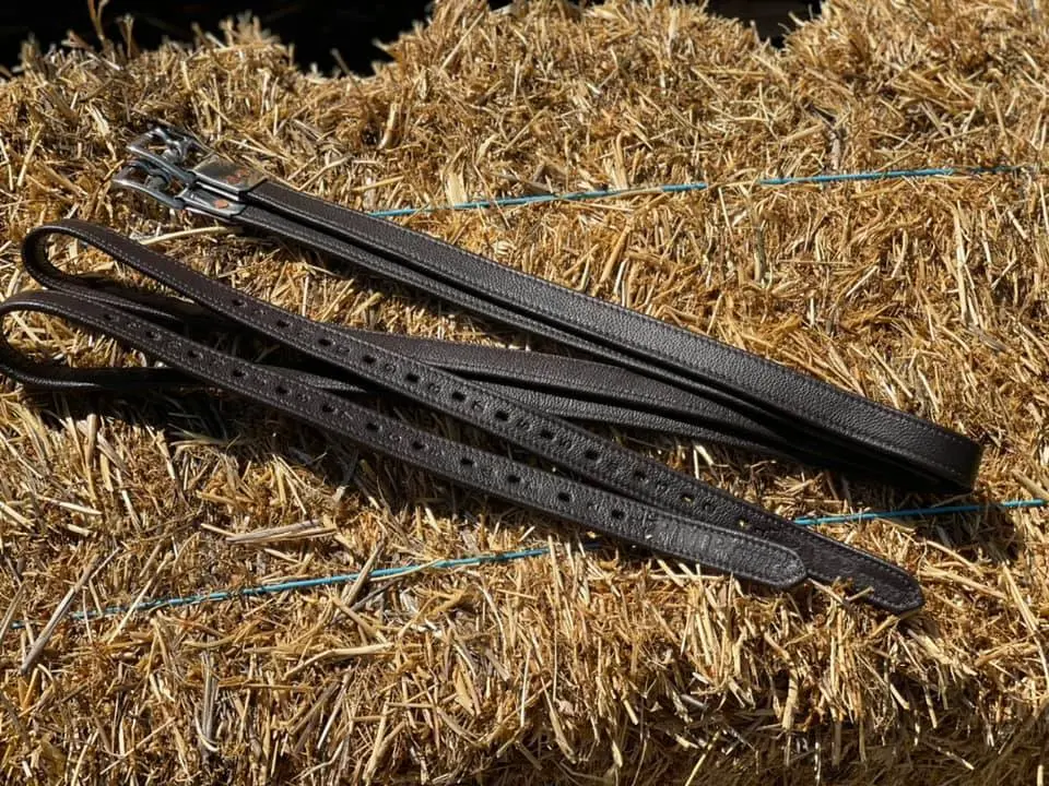 PMP Sport Stirrup Leathers with Webbing center brown.webp