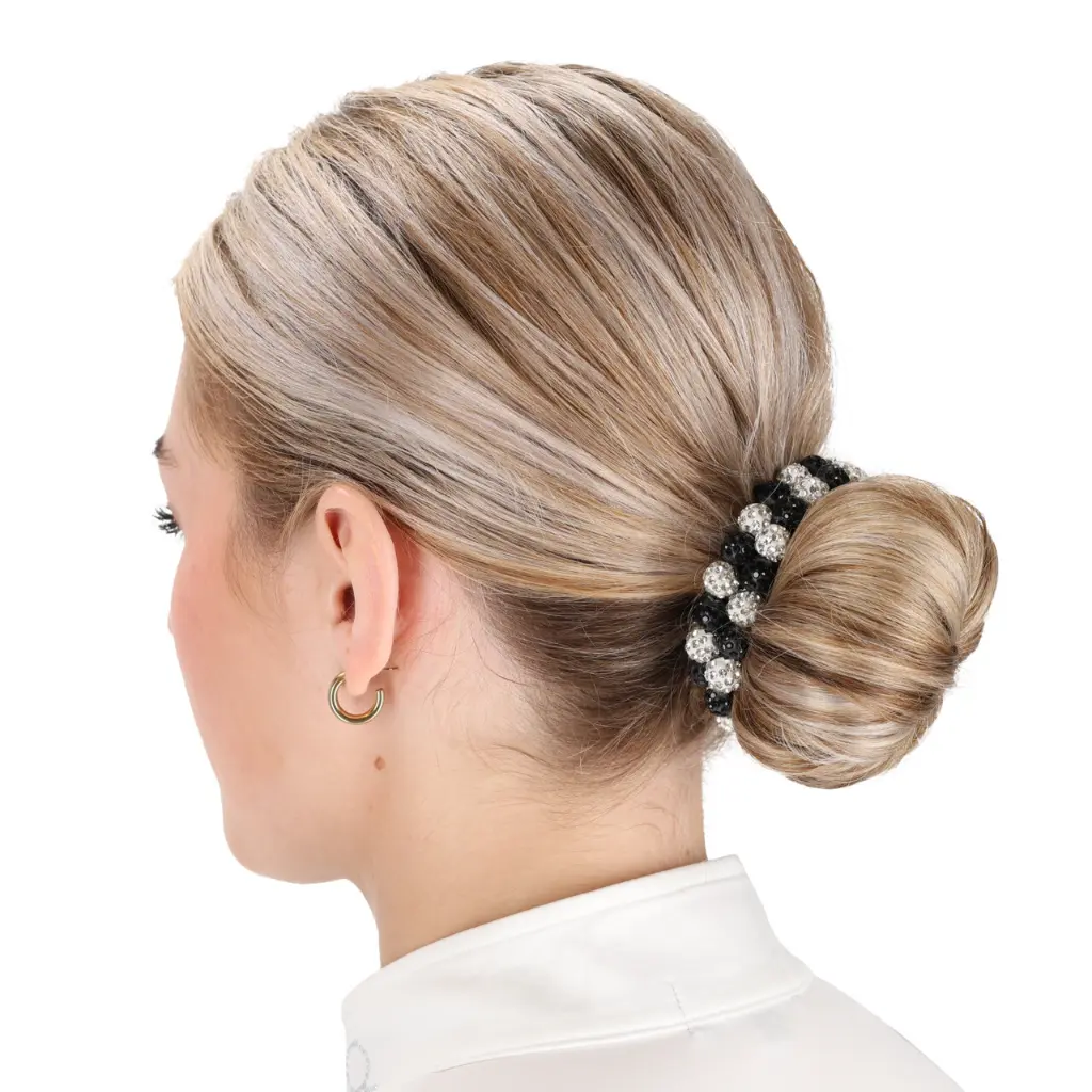 Hair scrunchie Gloss black white.webp