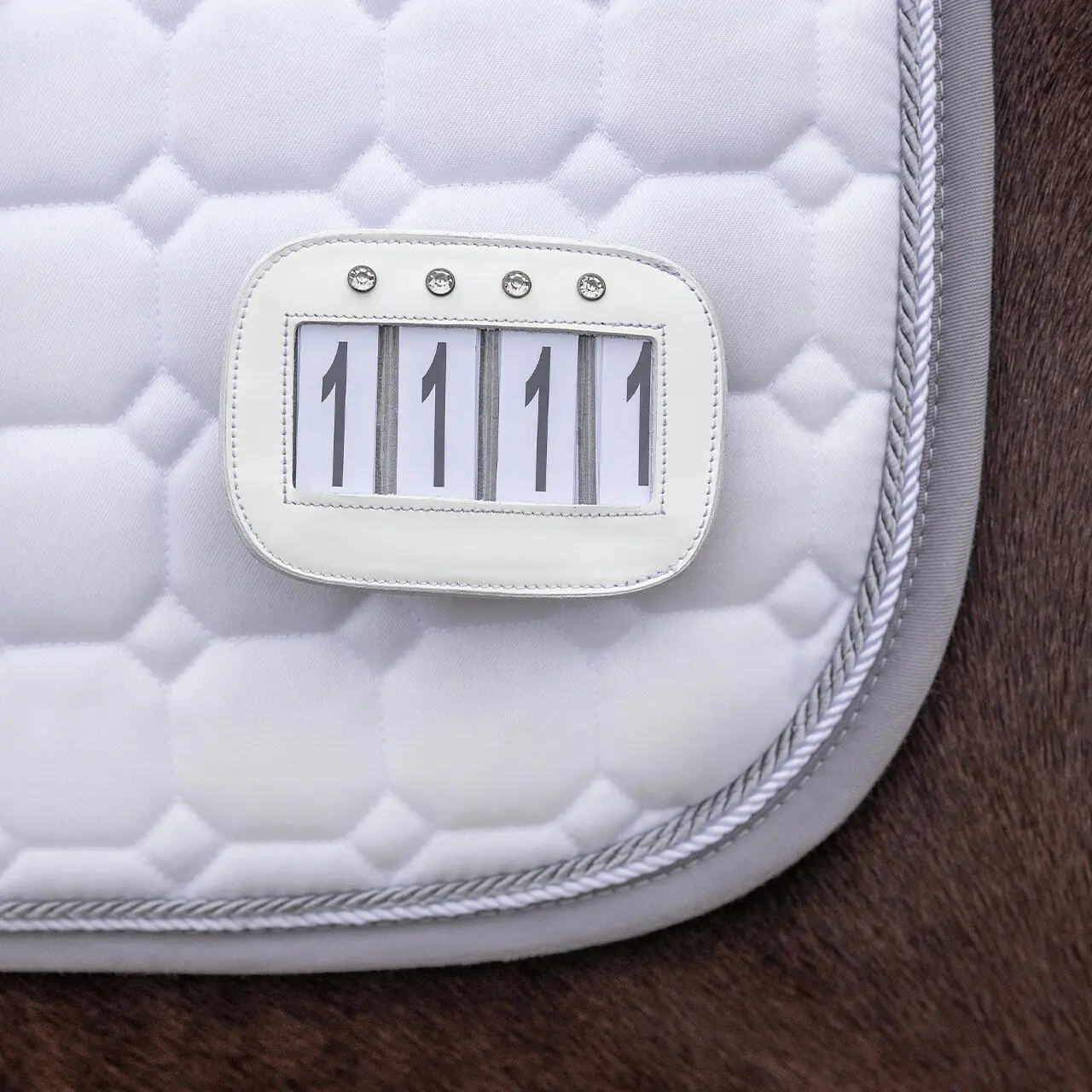 QHP Bridle and saddle Pad Number Holders Quatro - 4 numbers (Black)