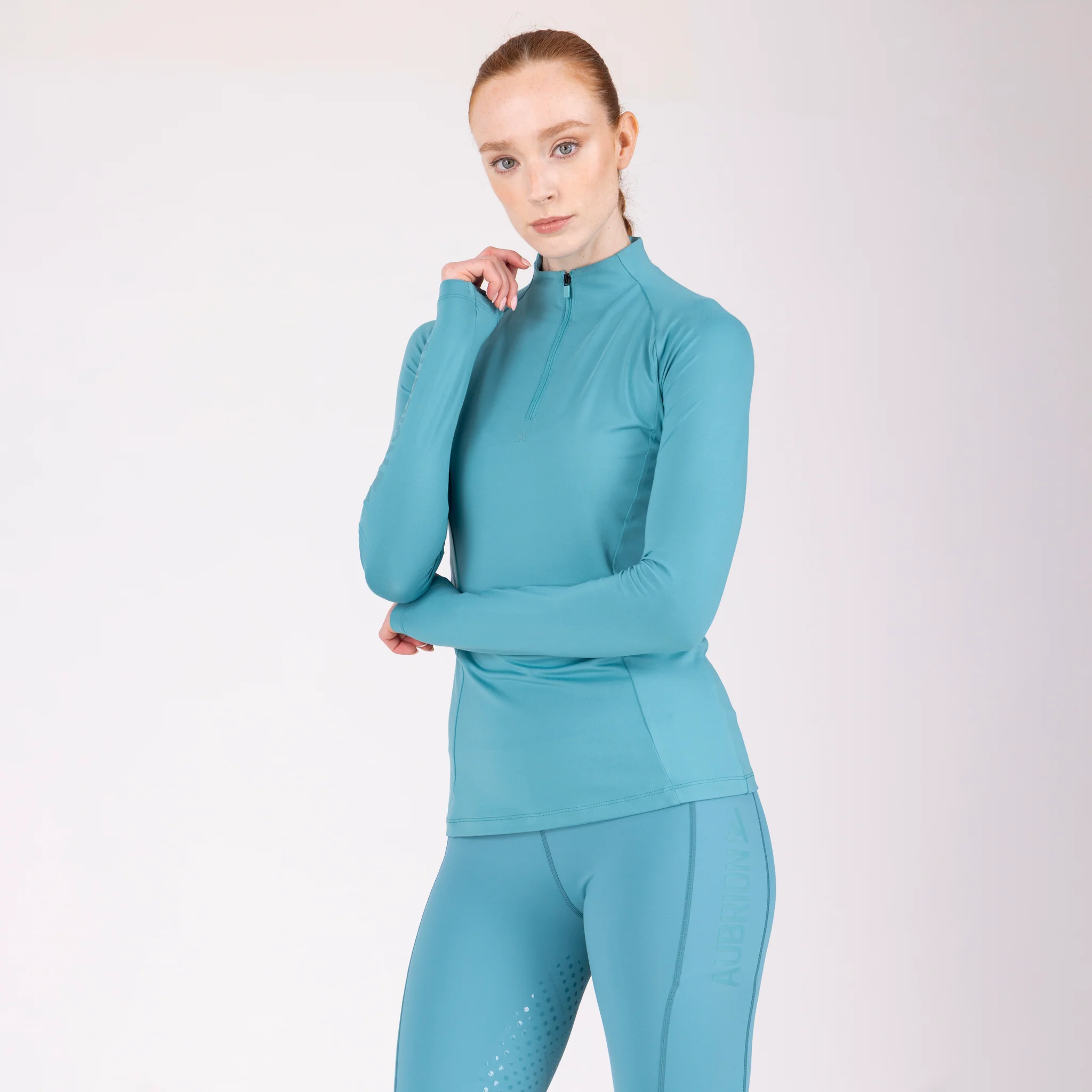 Aubrion React Long Sleeve Base Layer - Haze (Teal) (Large)