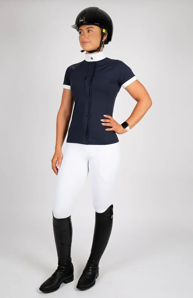 BARE Pro Mesh Competition Shirt - Navy and White (Large)