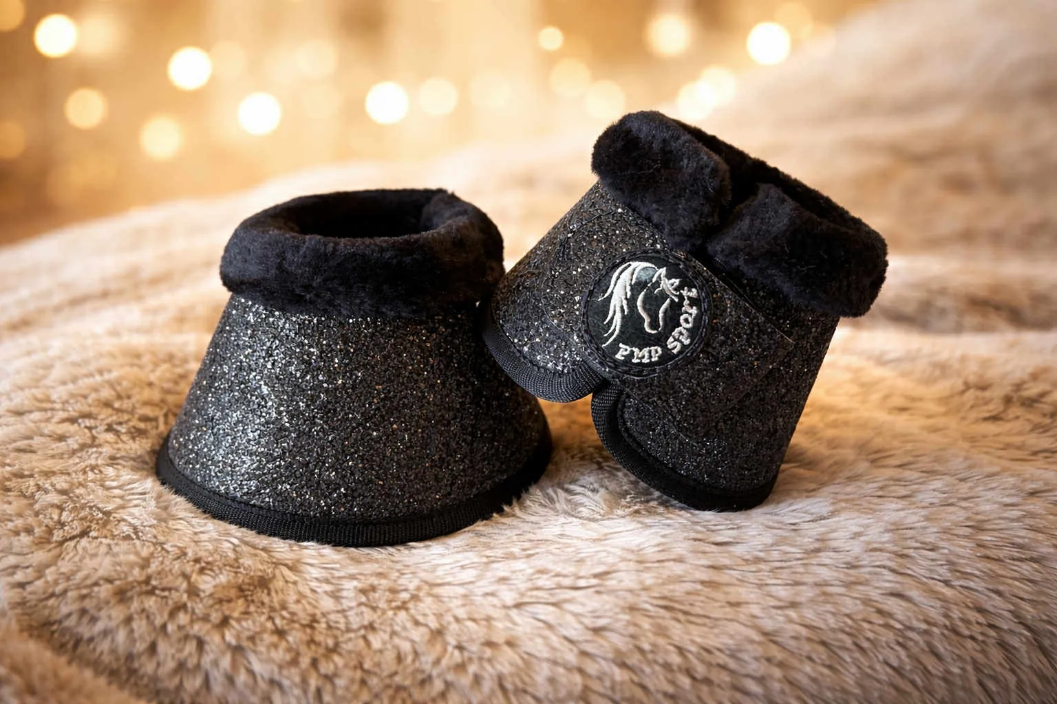 PMP Sport Glitter Bell Boots - Black with fleece (Cob)