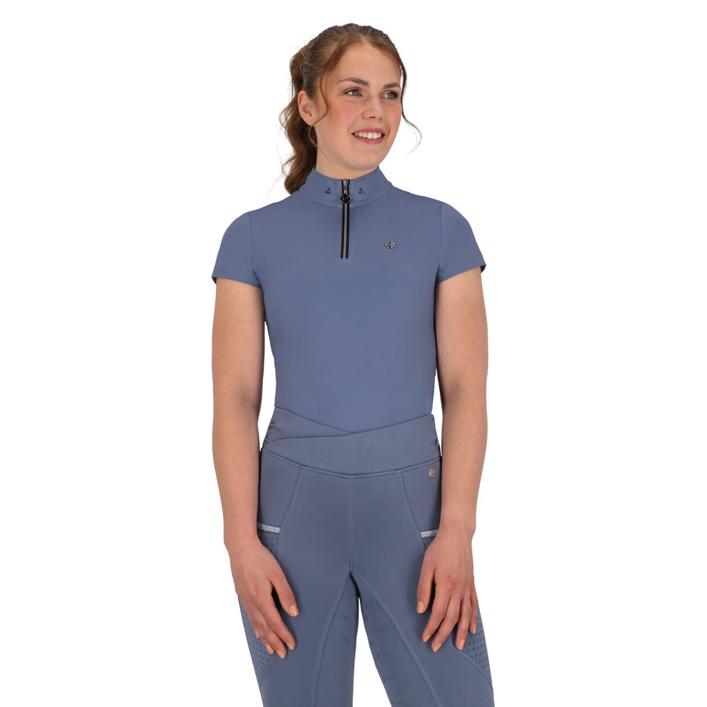 QHP Aubree Short Sleeve Misty Blue Sports Shirt