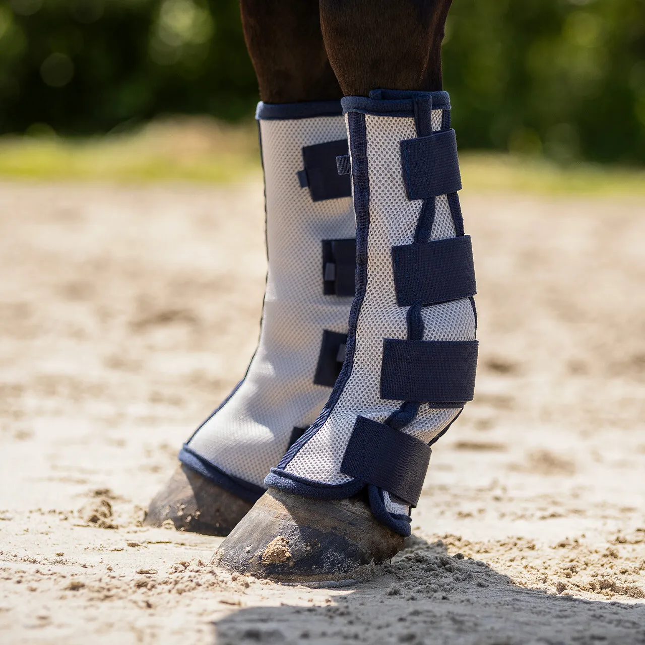 QHP Horse Fly Boots | UV & Insect Leg Protection - Grey 2 Pack (Cob)
