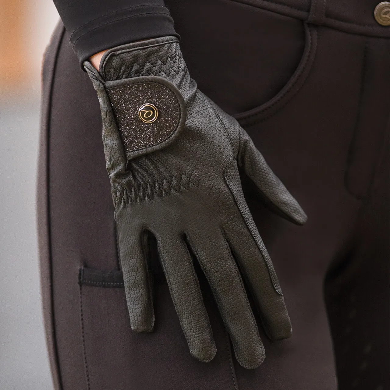 QHP Gloves Glitz with Glitter Tab - Black