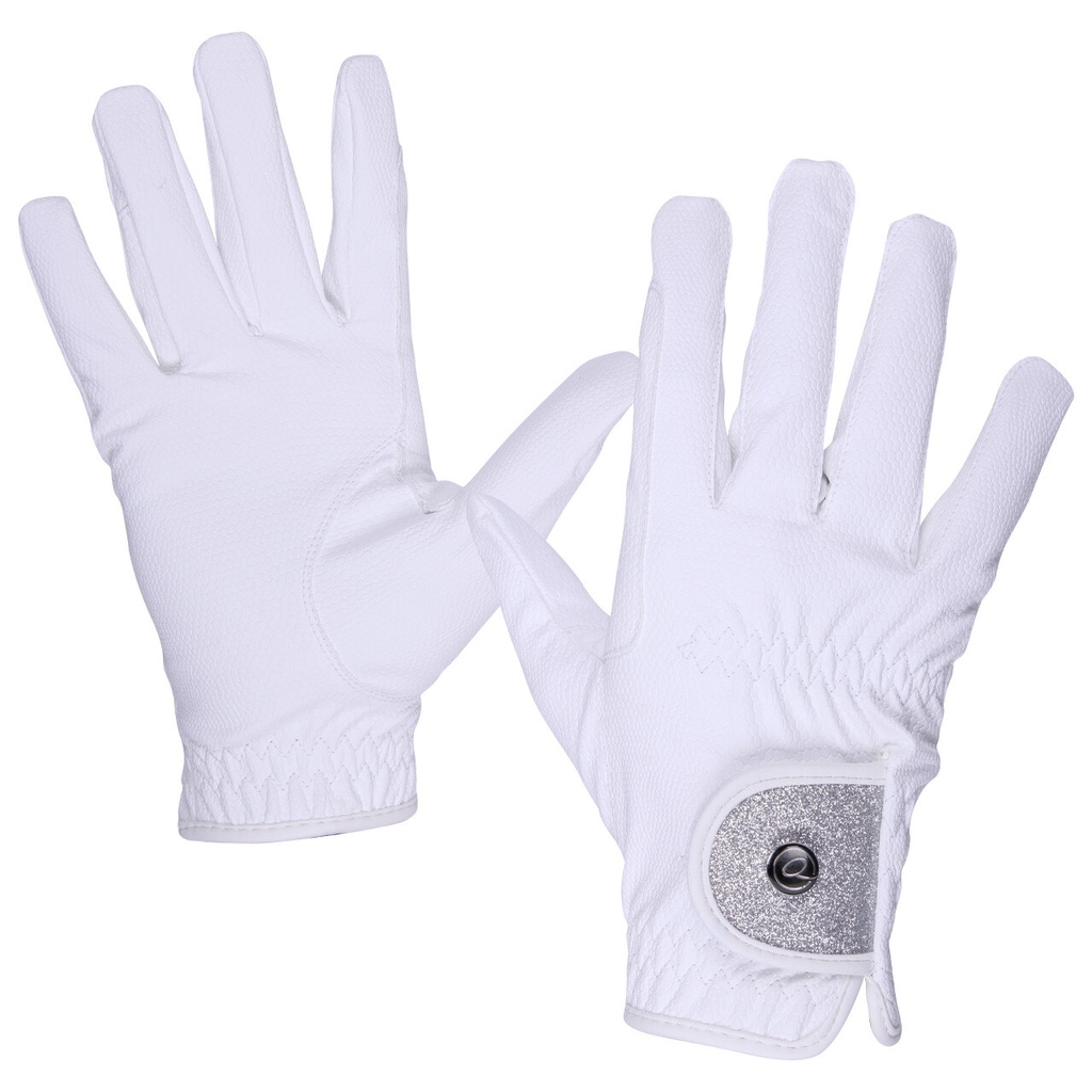 QHP Gloves Glitz with Glitter Tab - White (Large)