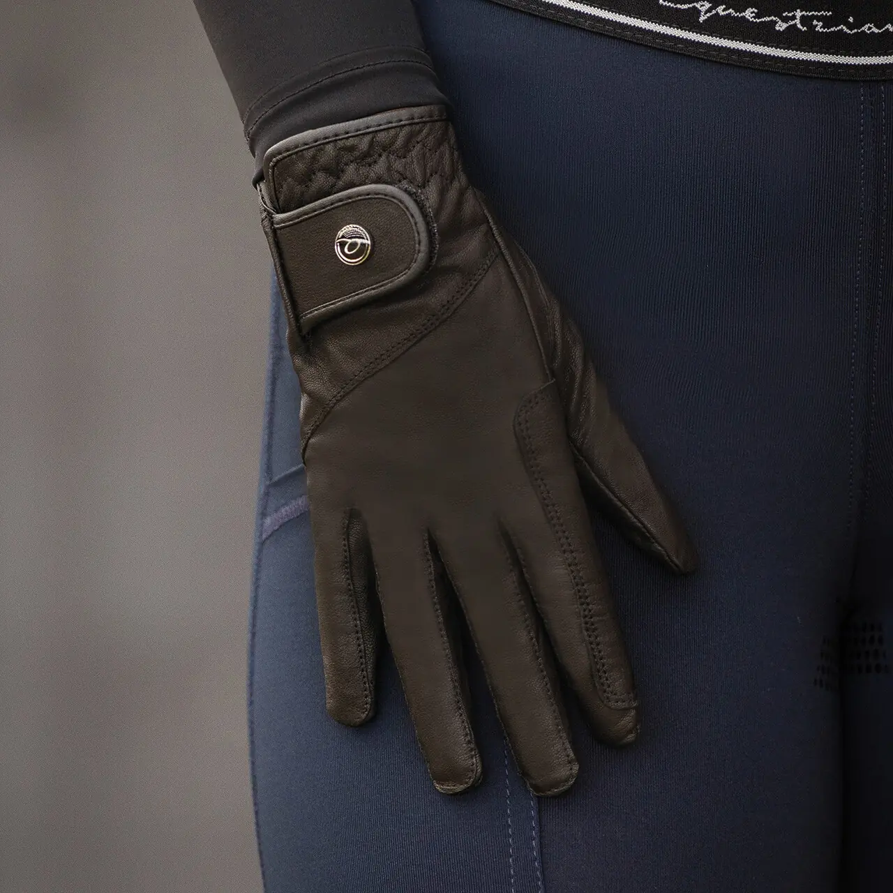 QHP Gloves Leather Pro - Black (Large)