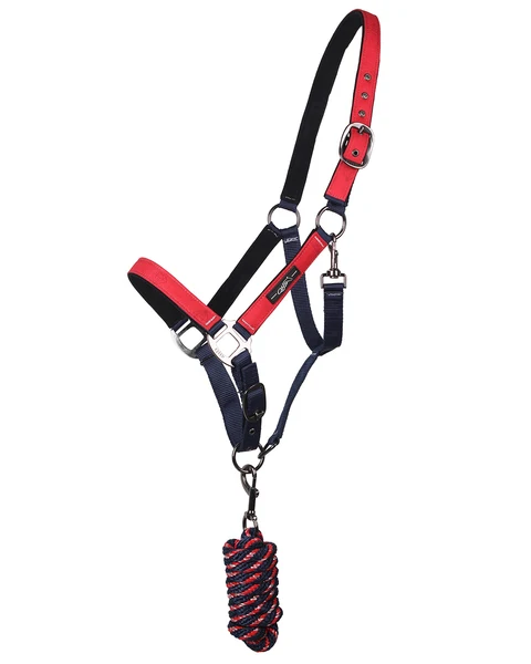 QHP Turnout Collection Halter Head Collar Set - Sunset Red